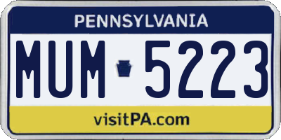 PA license plate MUM5223