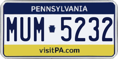 PA license plate MUM5232