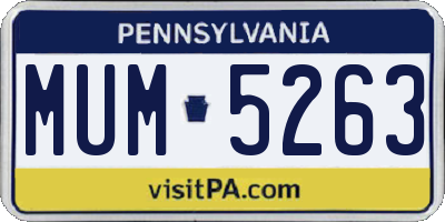 PA license plate MUM5263