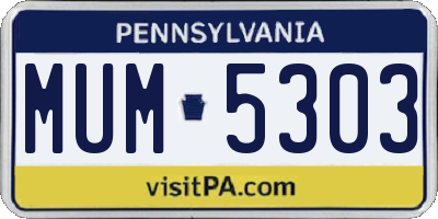 PA license plate MUM5303