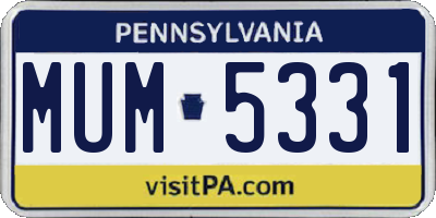 PA license plate MUM5331