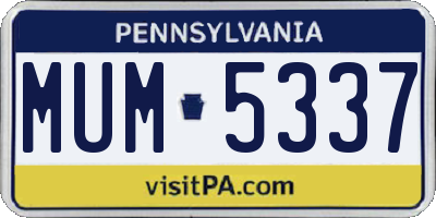 PA license plate MUM5337