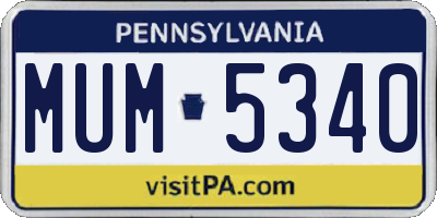 PA license plate MUM5340