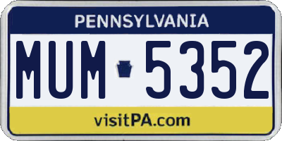 PA license plate MUM5352