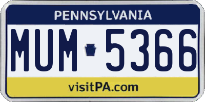 PA license plate MUM5366
