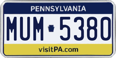PA license plate MUM5380