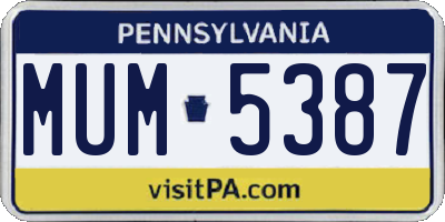 PA license plate MUM5387