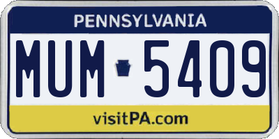 PA license plate MUM5409