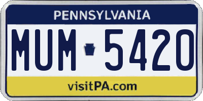 PA license plate MUM5420