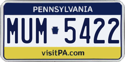 PA license plate MUM5422