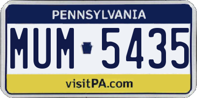 PA license plate MUM5435