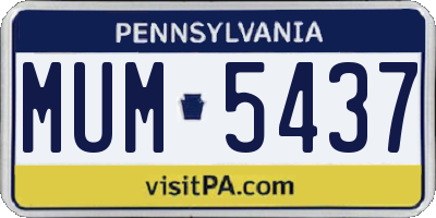 PA license plate MUM5437