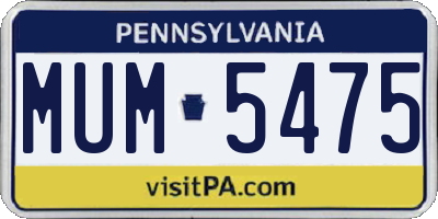 PA license plate MUM5475