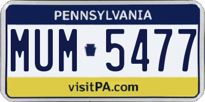 PA license plate MUM5477