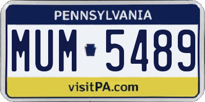 PA license plate MUM5489