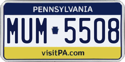 PA license plate MUM5508