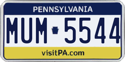 PA license plate MUM5544
