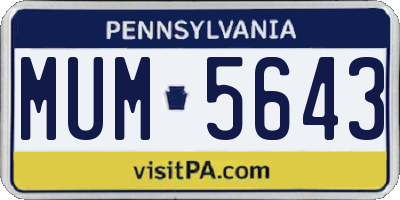 PA license plate MUM5643