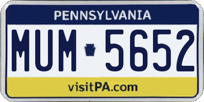 PA license plate MUM5652