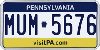 PA license plate MUM5676