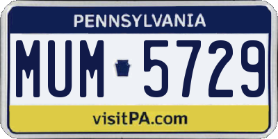 PA license plate MUM5729