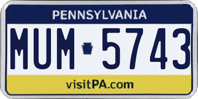 PA license plate MUM5743
