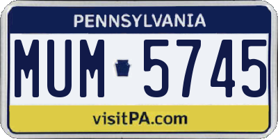 PA license plate MUM5745