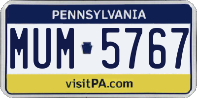 PA license plate MUM5767