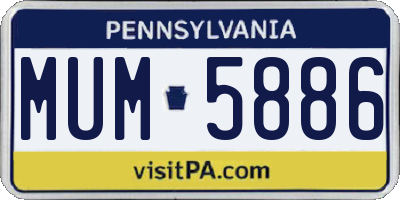 PA license plate MUM5886
