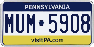 PA license plate MUM5908