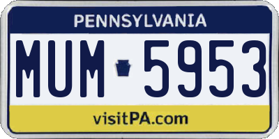 PA license plate MUM5953