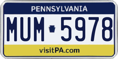 PA license plate MUM5978