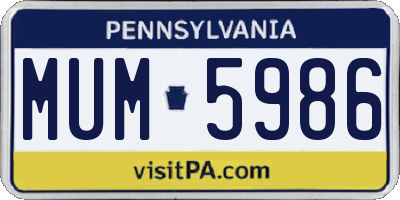 PA license plate MUM5986