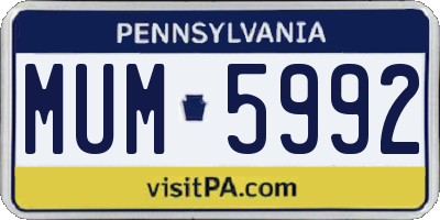 PA license plate MUM5992
