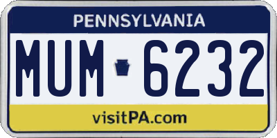 PA license plate MUM6232