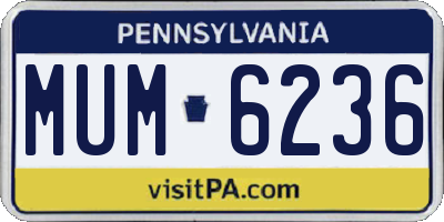 PA license plate MUM6236