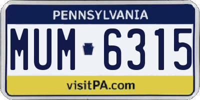 PA license plate MUM6315
