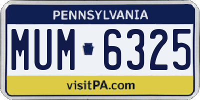 PA license plate MUM6325