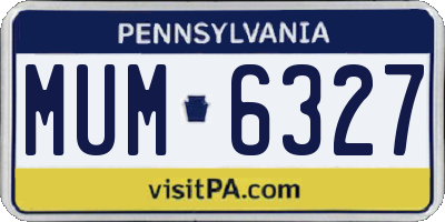 PA license plate MUM6327