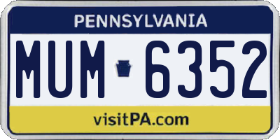 PA license plate MUM6352