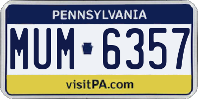 PA license plate MUM6357