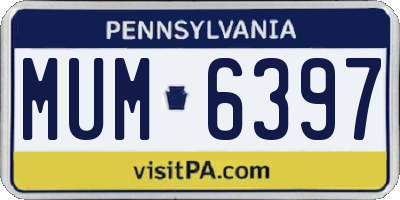PA license plate MUM6397