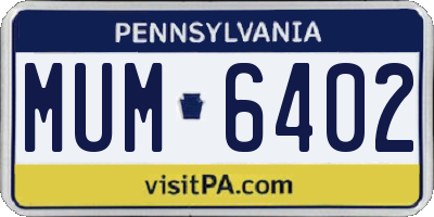 PA license plate MUM6402