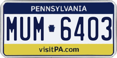 PA license plate MUM6403