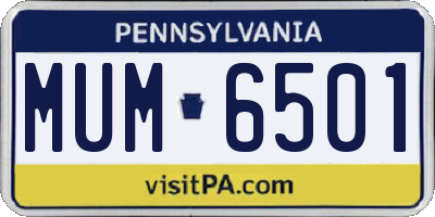 PA license plate MUM6501
