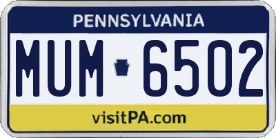 PA license plate MUM6502
