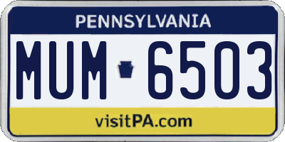 PA license plate MUM6503