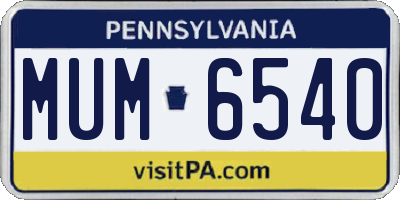 PA license plate MUM6540