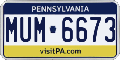 PA license plate MUM6673