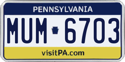 PA license plate MUM6703